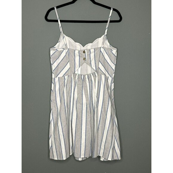 Market & Spruce Women's Large Crissie Linen Dress Scalloped Pockets Summer NWT - Picture 3 of 15